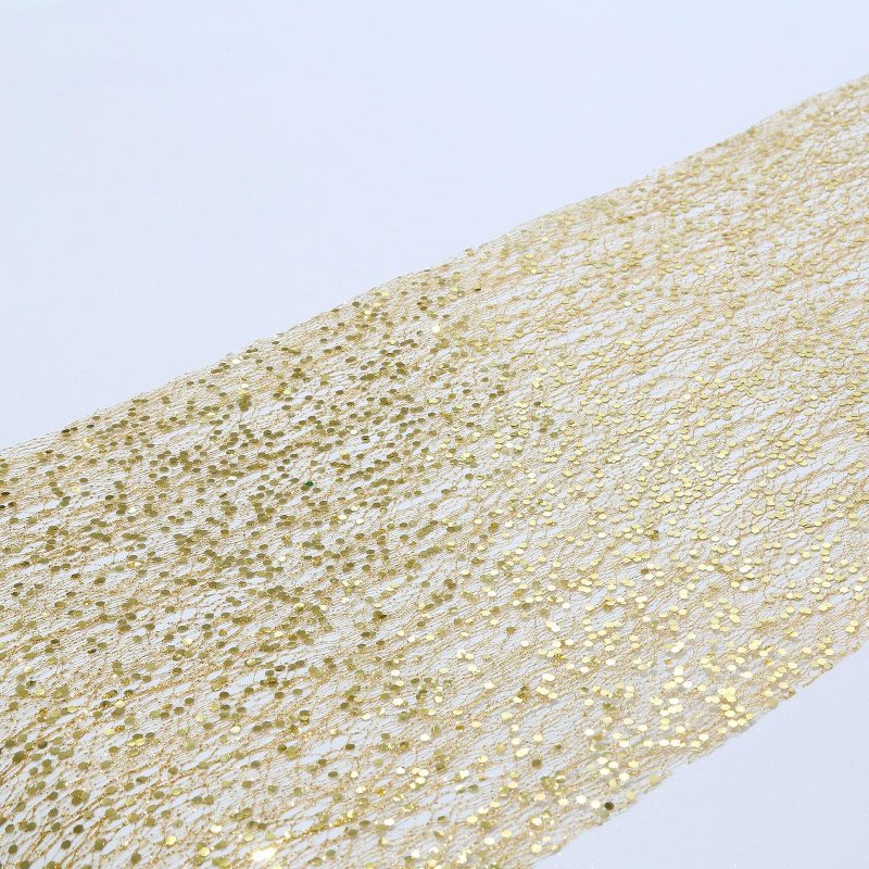 Metallic Gold Sequin Mesh Polyester Table Runner – 11″x108″  |   Stylish Stylish Metallic Gold