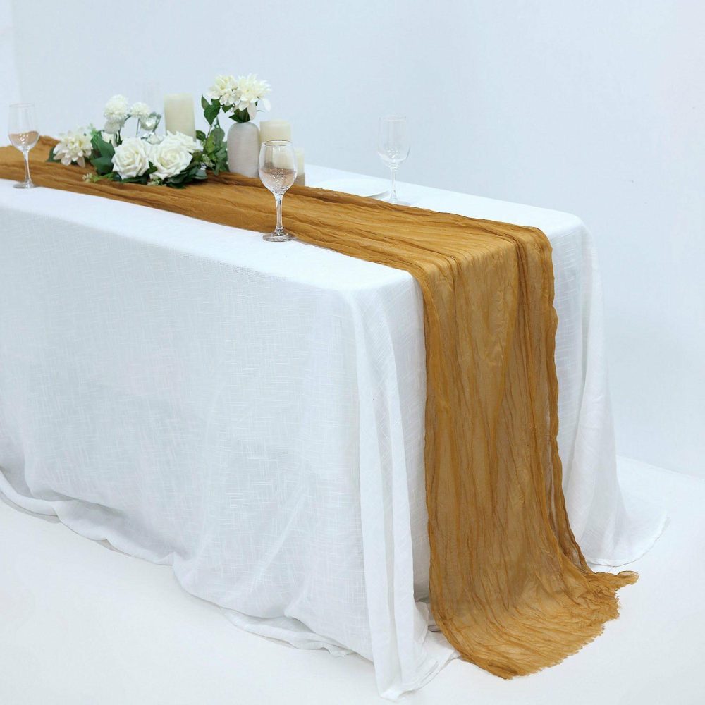 Mustard Yellow Gauze Cheesecloth Boho Table Runner 10ft  |   Gauze Cheesecloth Gauze Cheesecloth Gauze Cheesecloth