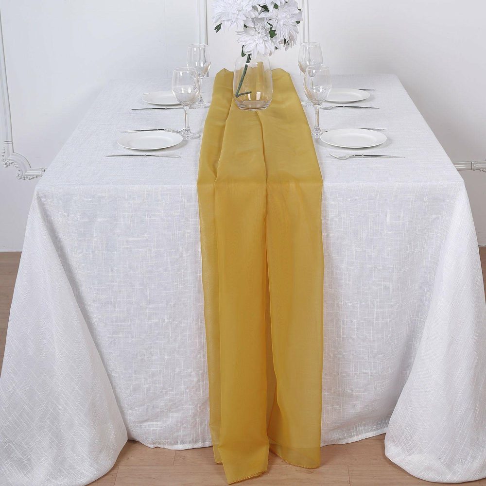 Mustard Yellow Premium Chiffon Table Runner 6ft  |   Organza & Chiffon Organza & Chiffon Mustard Yellow