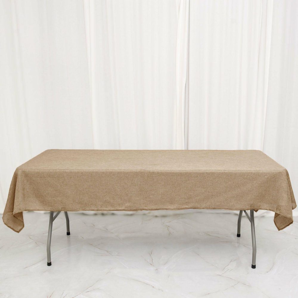 Natural Jute Seamless Faux Burlap Rectangular Tablecloth Boho Chic Decor 54″x96″  |   Jute Burlap & Lace Jute Burlap & Lace Jute Burlap & Lace