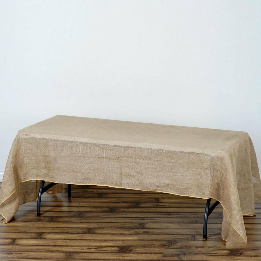 Natural Rectangle Burlap Rustic Seamless Tablecloth Jute Linen Table Decor 60″x126″  |   Jute Burlap & Lace Jute Burlap & Lace Jute Burlap & Lace