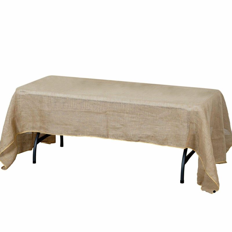 Natural Rectangle Burlap Rustic Seamless Tablecloth Jute Linen Table Decor 60″x126″  |   Jute Burlap & Lace Jute Burlap & Lace Jute Burlap & Lace