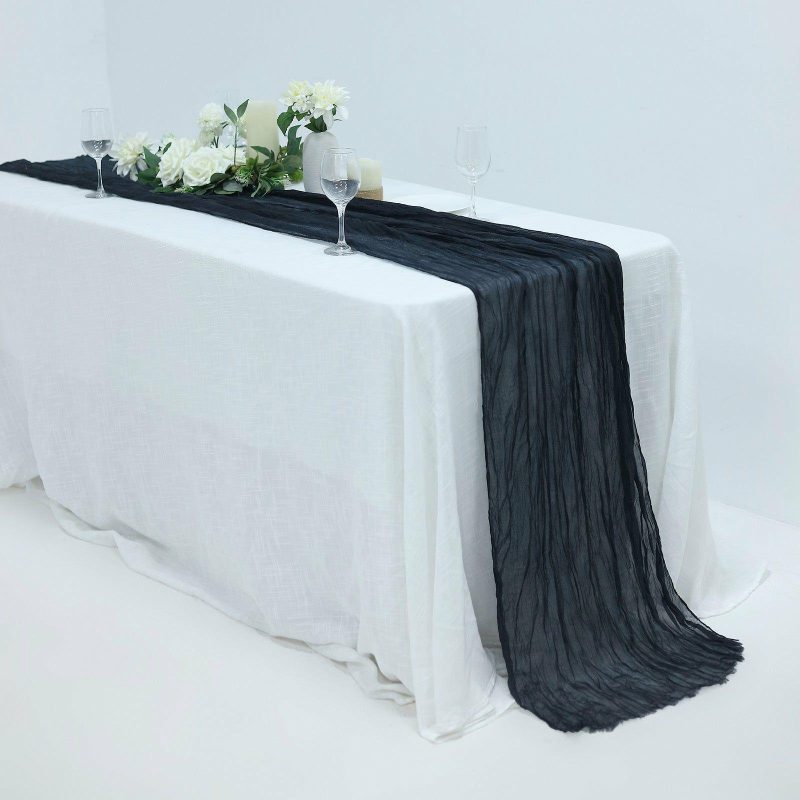 Navy Blue Gauze Cheesecloth Boho Table Runner 10ft  |   Gauze Cheesecloth Gauze Cheesecloth Gauze Cheesecloth