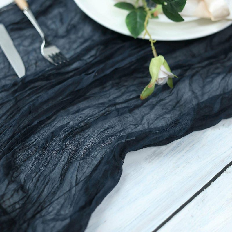 Navy Blue Gauze Cheesecloth Boho Table Runner 10ft  |   Gauze Cheesecloth Gauze Cheesecloth Gauze Cheesecloth