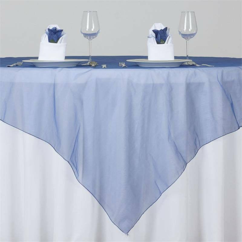 Navy Blue Organza Square Table Overlay 72″x72″  |   Sheer Organza Sheer Organza Navy blue