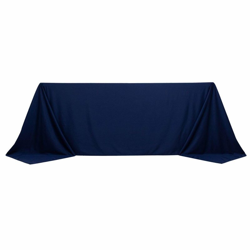 Navy Blue Premium Scuba Rectangular Tablecloth, Wrinkle Free Polyester Seamless Tablecloth – 90″x132″ for 6 Foot Table With Floor-Length Drop  |   Polyester Polyester Navy blue