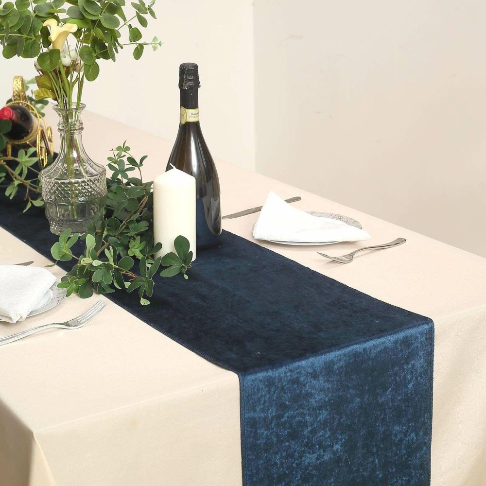 Navy Blue Premium Velvet Table Runner 12″x108″  |   Velvet & Flocking Table Runners Navy blue