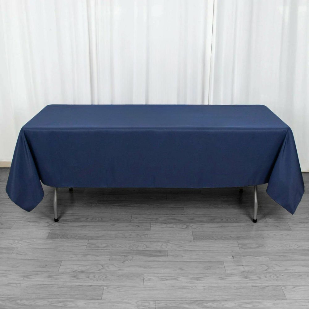 Navy Blue Seamless Premium Polyester Rectangular Tablecloth 220GSM 60″x102″  |   Polyester Polyester Navy blue