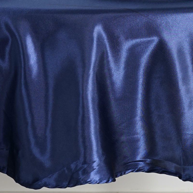 Navy Blue Seamless Satin Round Tablecloth 90″  |   Satin Satin Navy blue