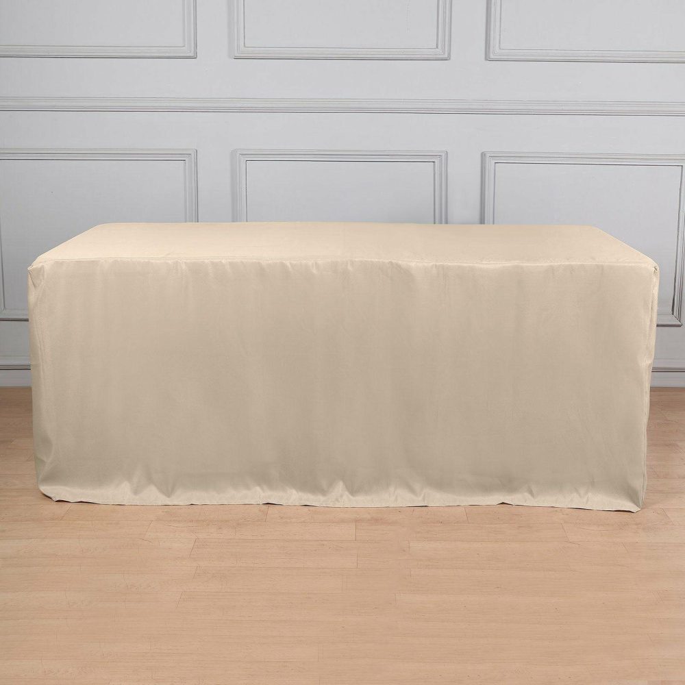 Nude Fitted Polyester Rectangle Tablecloth 6ft Table Cover For 72″x30″ Tables  |   Spandex & Fitted Spandex & Fitted Nude