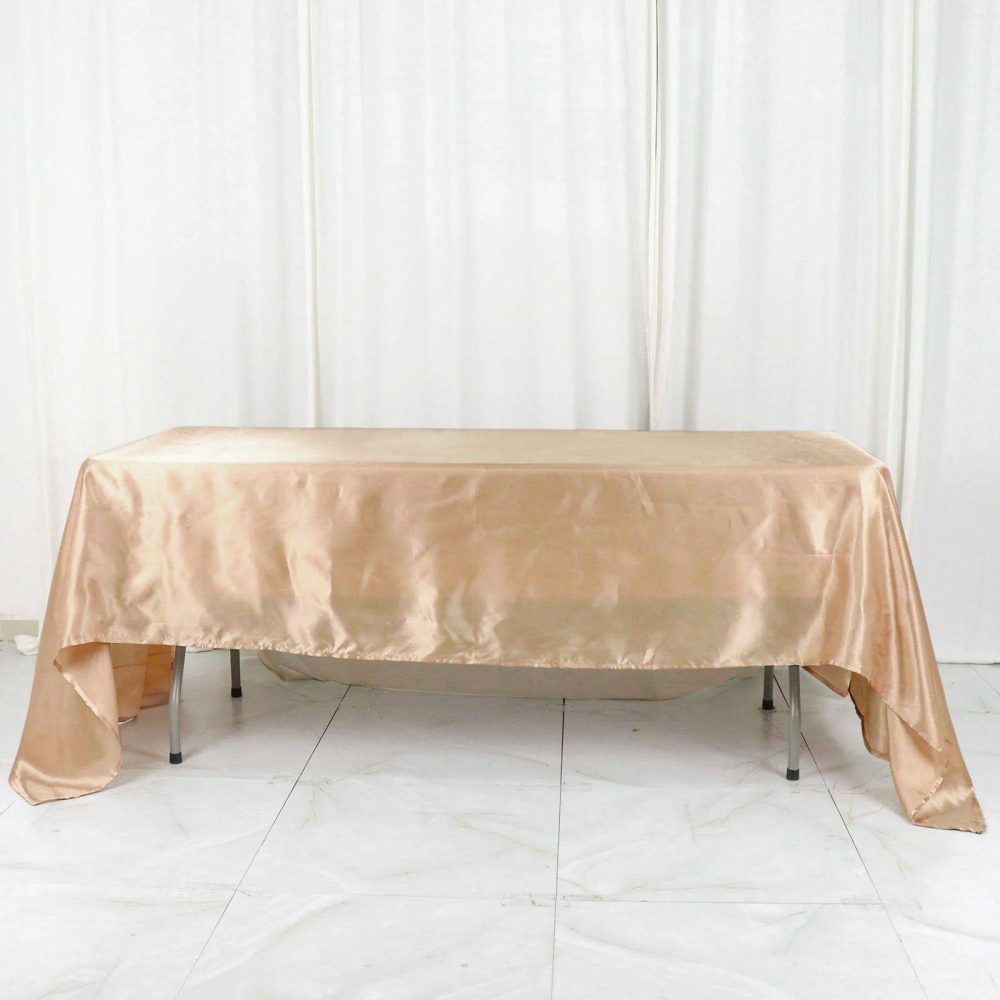 Nude Seamless Satin Rectangular Tablecloth 60″x126″  |   Satin Satin Nude