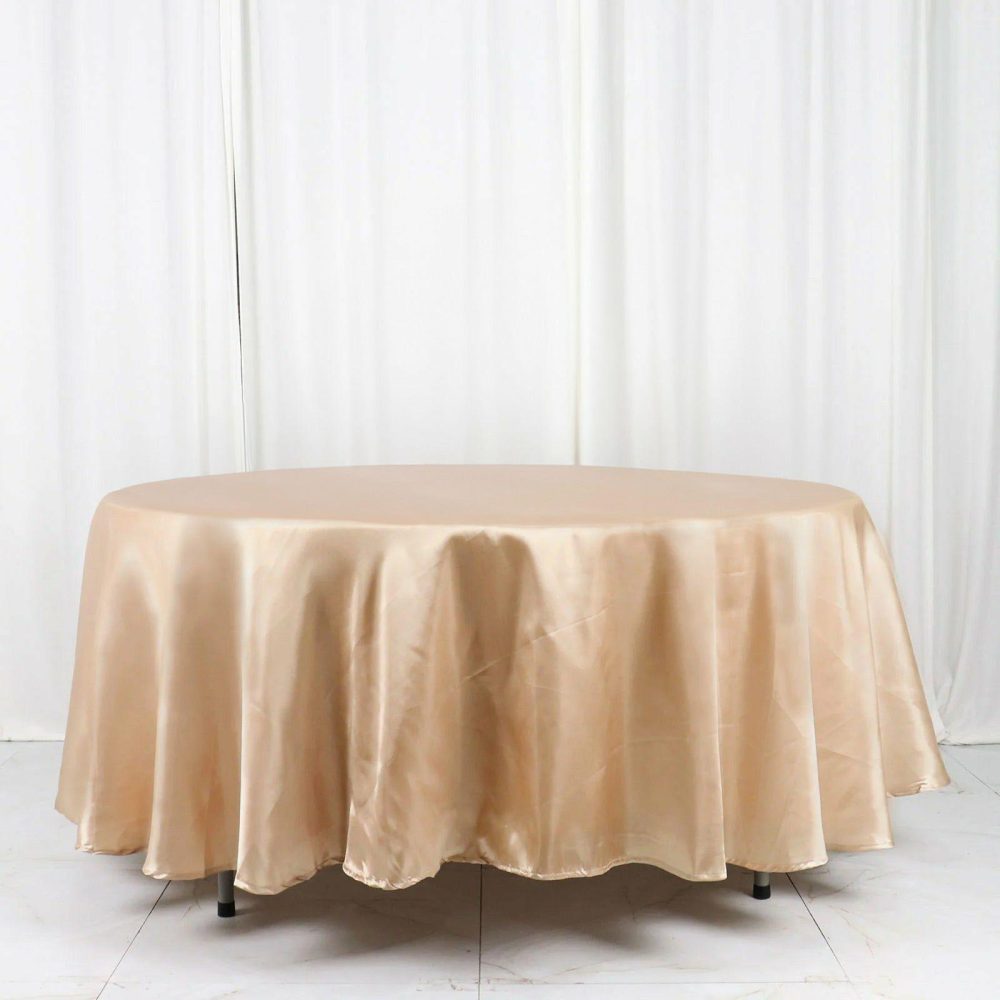 Nude Seamless Satin Round Tablecloth 108″  |   Satin Satin Nude