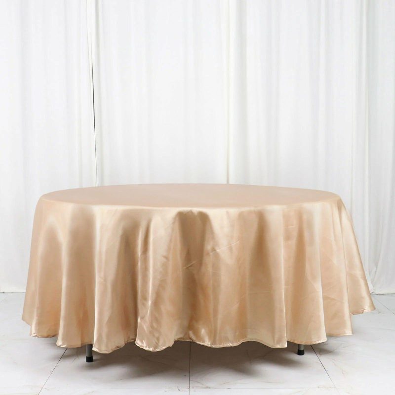 Nude Seamless Satin Round Tablecloth 108″  |   Satin Satin Nude