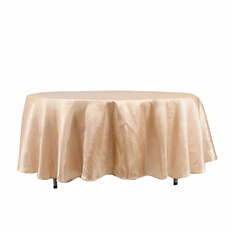 Nude Seamless Satin Round Tablecloth 108″  |   Satin Satin Nude