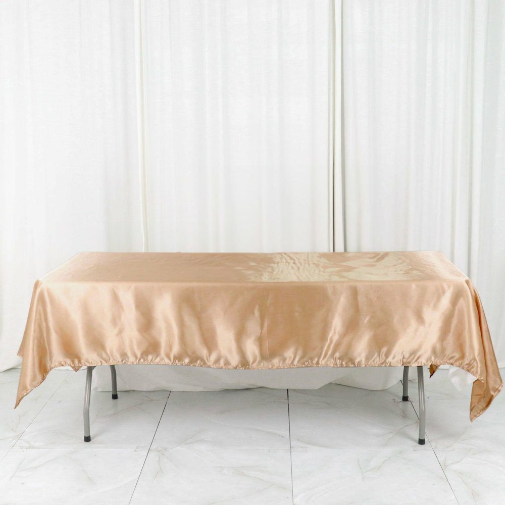 Nude Seamless Smooth Satin Rectangular Tablecloth 60″x102″  |   Satin Satin Nude