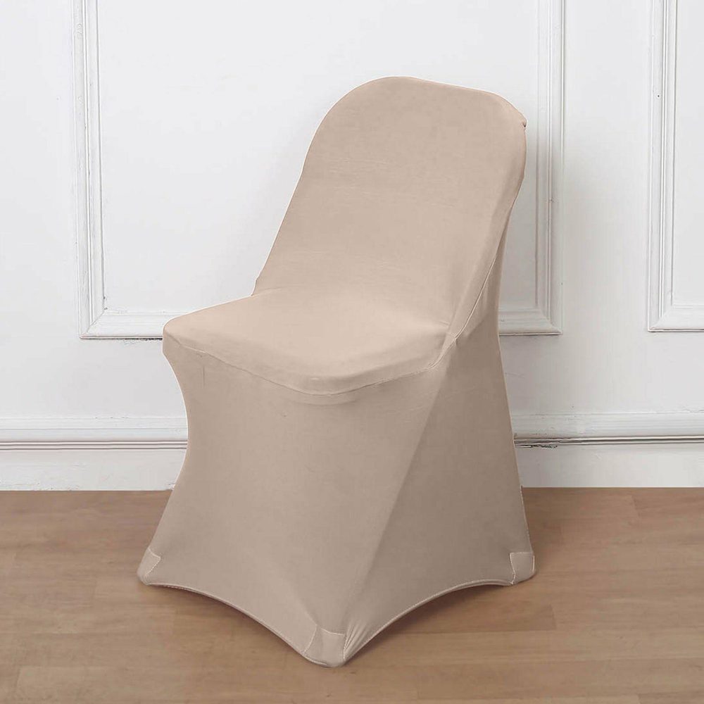 Nude Spandex Stretch Fitted Folding Slip On Chair Cover 160 GSM  |   Spandex Fitted Folding Chair Covers Nude