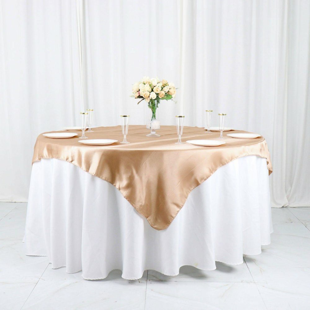 Nude Square Smooth Satin Table Overlay 60″x60″  |   Satin & Taffeta Satin & Taffeta Nude