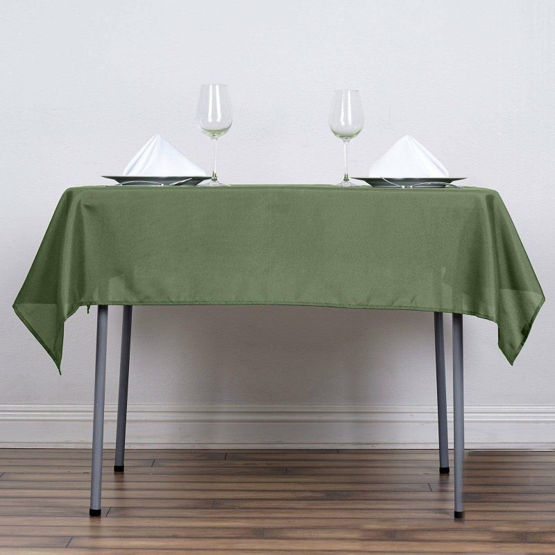 Olive Green Polyester Square Tablecloth 54″x54″  |   Polyester Polyester Olive green