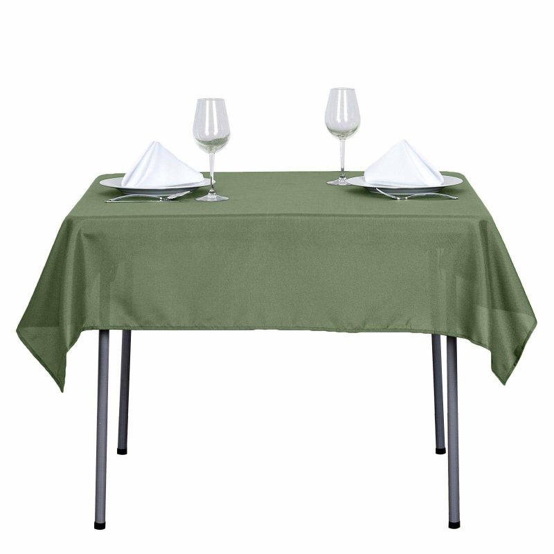 Olive Green Polyester Square Tablecloth 54″x54″  |   Polyester Polyester Olive green