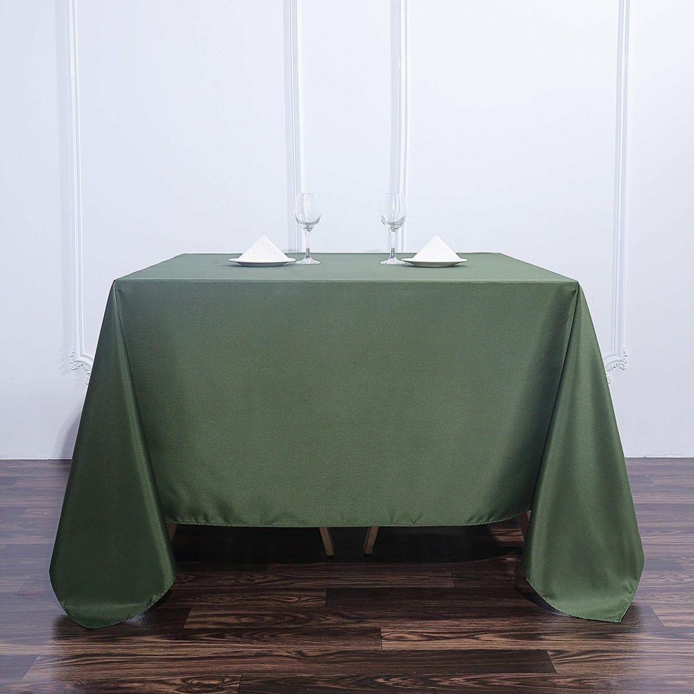 Olive Green Polyester Square Tablecloth 90″x90″  |   Polyester Polyester Olive green