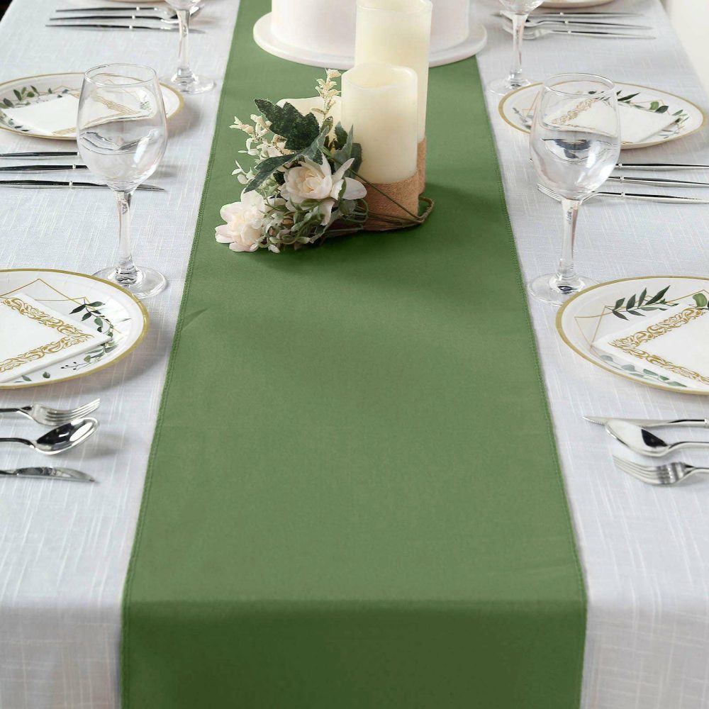 Olive Green Polyester Table Runner 12″x108″  |   Polyester Polyester Olive green