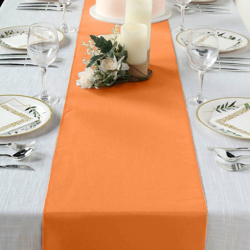 Orange Polyester Table Runner 12″x108″  |   Polyester Polyester Orange