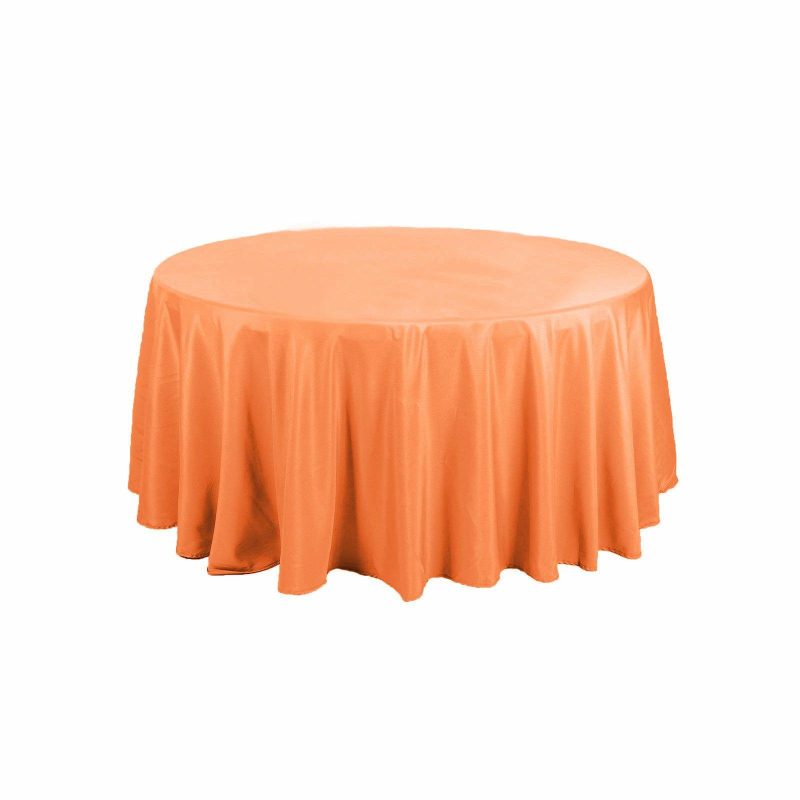 Orange Seamless Polyester Round Tablecloth 120″ for 5 Foot Table With Floor-Length Drop  |   Polyester Polyester Orange