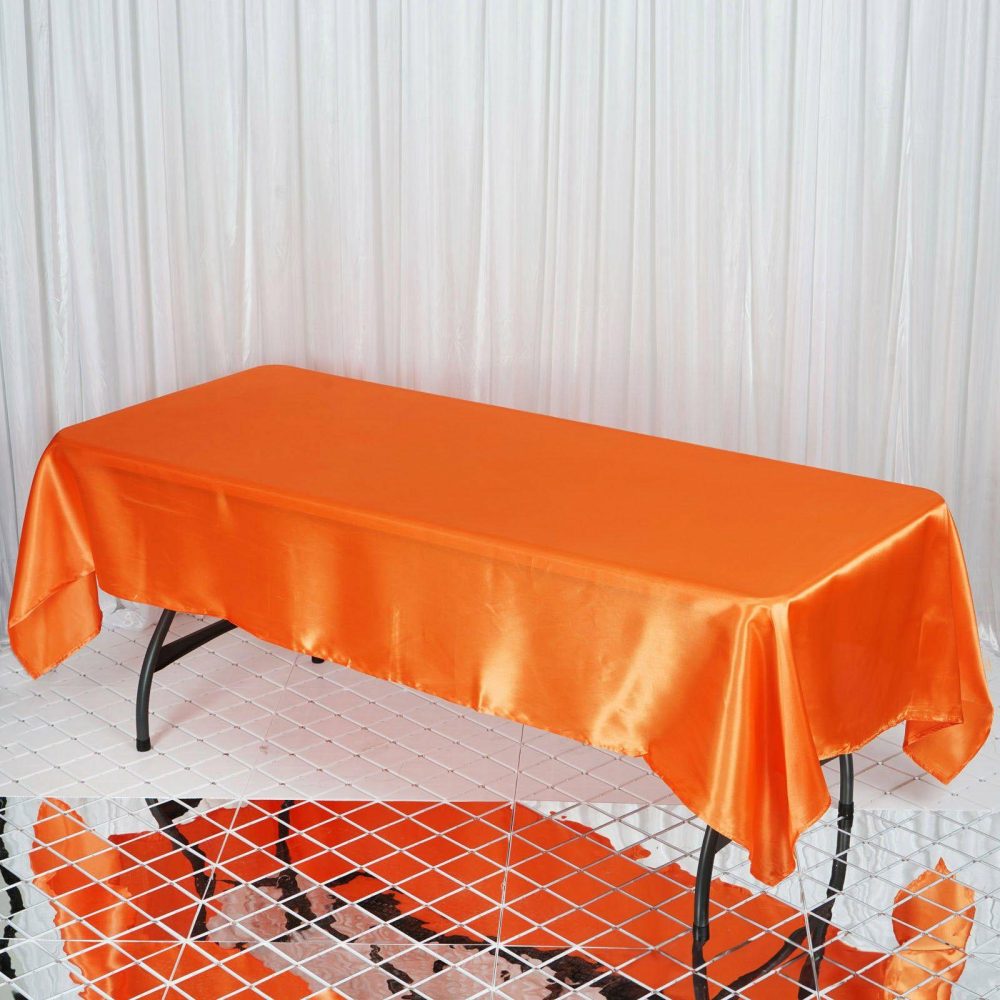 Orange Seamless Smooth Satin Rectangular Tablecloth 60″x102″  |   Satin Satin Orange