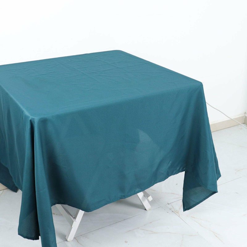 Peacock Teal Polyester Square Tablecloth 70″x70″  |   Polyester Polyester Peacock Teal