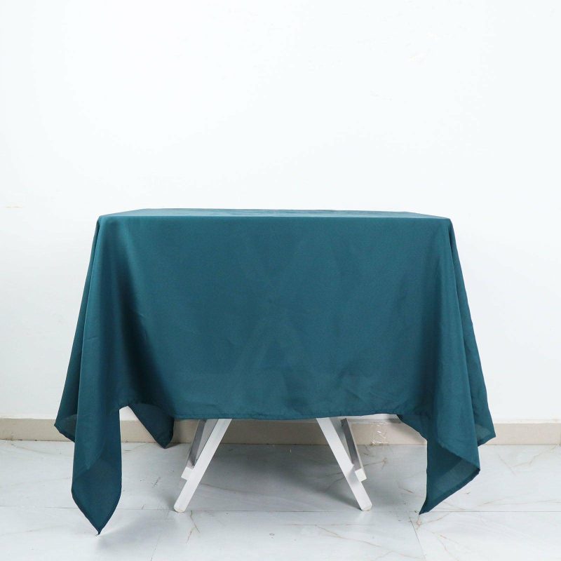 Peacock Teal Polyester Square Tablecloth 70″x70″  |   Polyester Polyester Peacock Teal