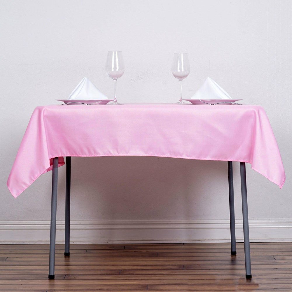 Pink Polyester Square Tablecloth 54″x54″  |   Polyester Polyester Pink