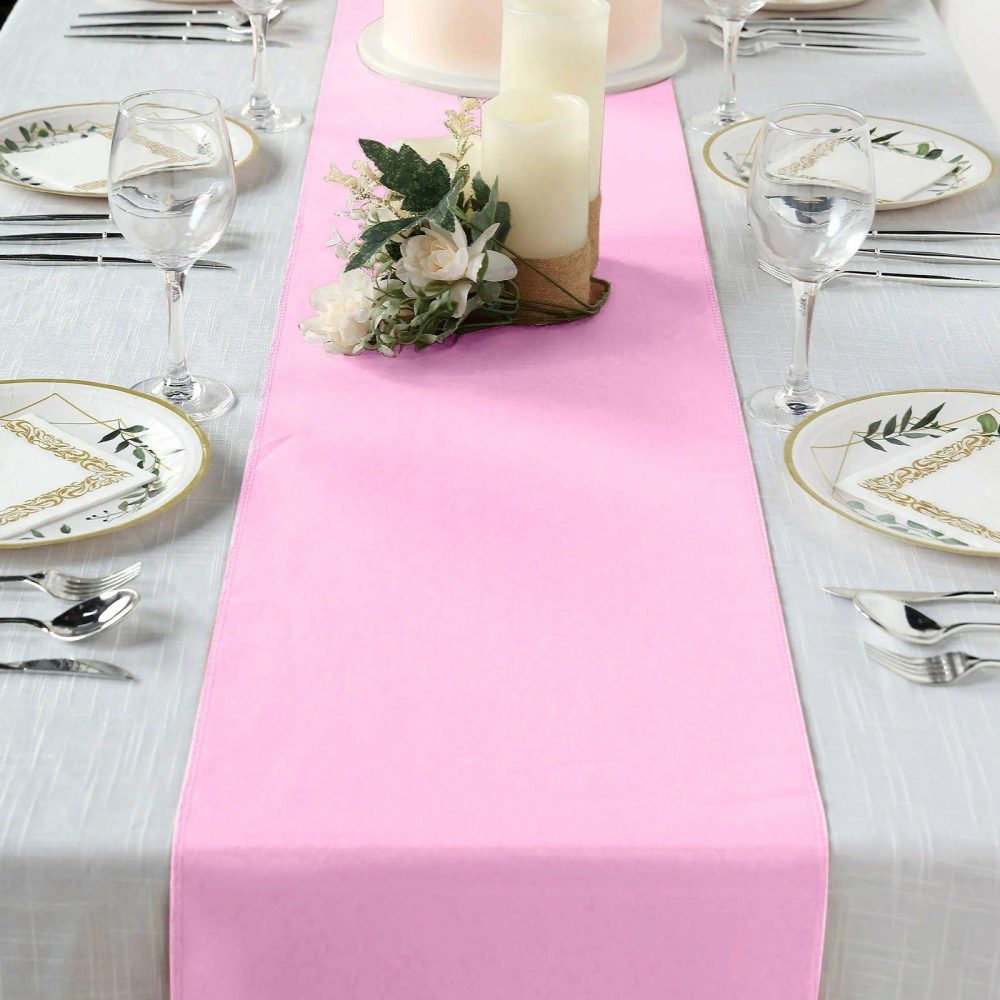 Pink Polyester Table Runner 12″x108″  |   Polyester Polyester Pink