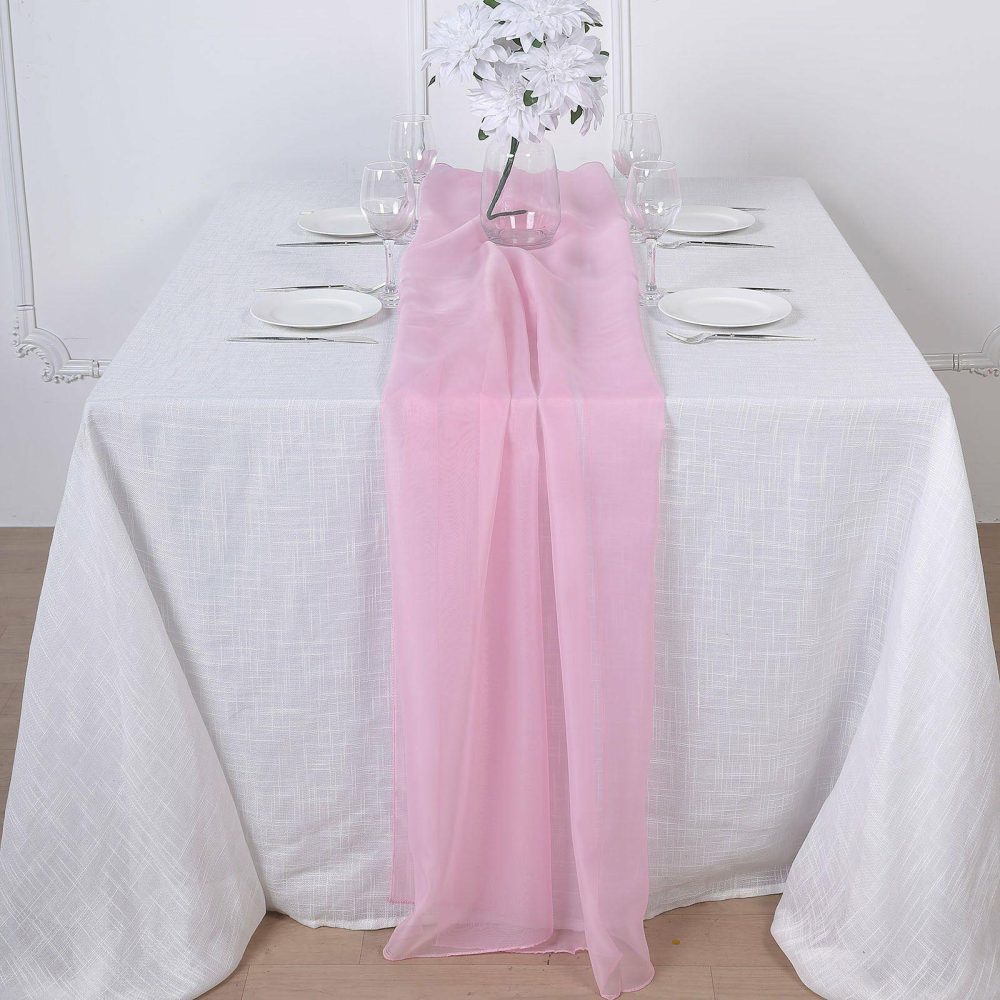 Pink Premium Chiffon Table Runner 6ft  |   Organza & Chiffon Organza & Chiffon Organza & Chiffon