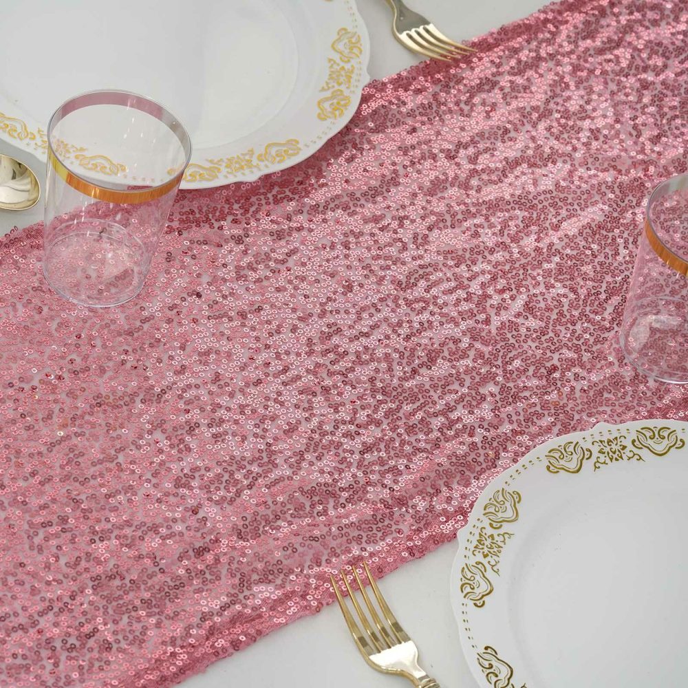 Pink Premium Sequin Table Runner 12″x108″  |   Sequin Sequin Pink