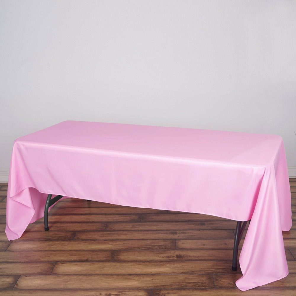 Pink Seamless Polyester Rectangular Tablecloth 60″x126″  |   Polyester Polyester Pink