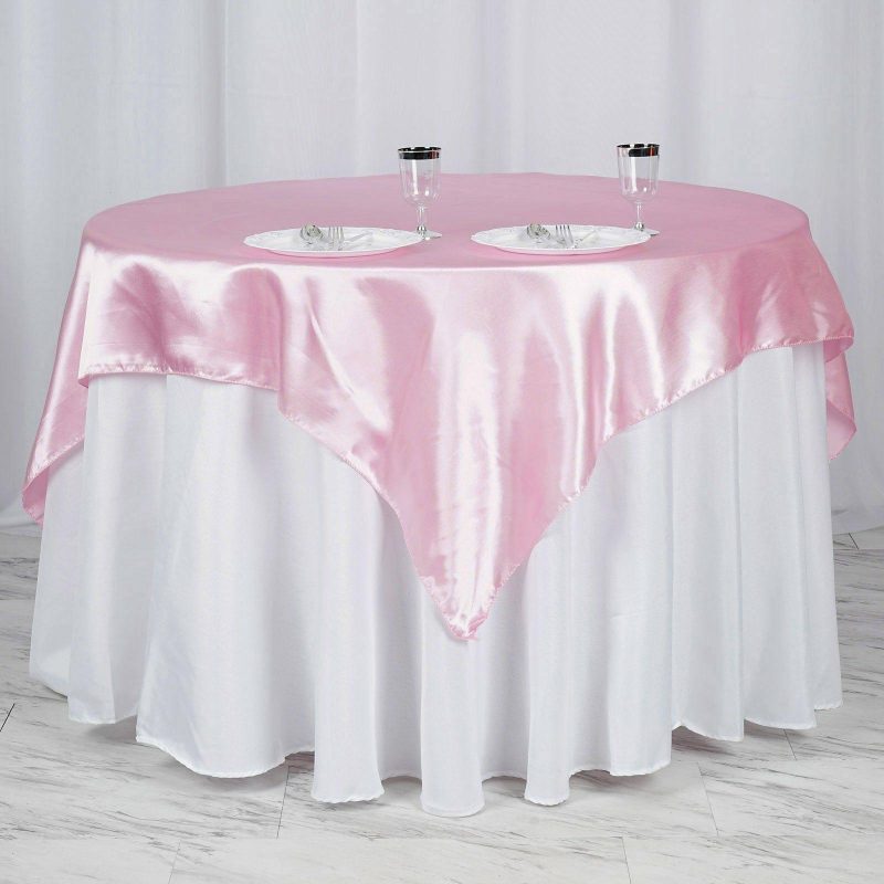 Pink Square Smooth Satin Table Overlay 60″x60″  |   Satin & Taffeta Satin & Taffeta Pink