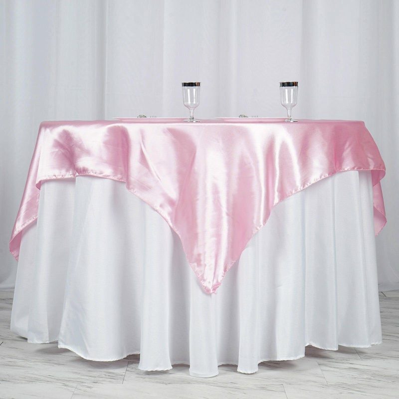 Pink Square Smooth Satin Table Overlay 60″x60″  |   Satin & Taffeta Satin & Taffeta Pink