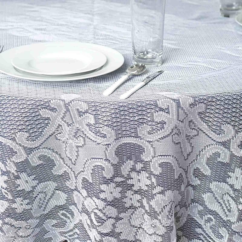 Premium Lace Ivory Round Seamless Tablecloth 70″  |   Jute Burlap & Lace Jute Burlap & Lace Ivory