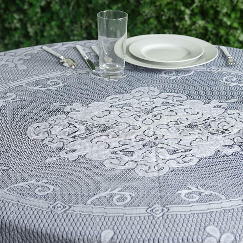 Premium Lace Ivory Round Seamless Tablecloth 70″  |   Jute Burlap & Lace Jute Burlap & Lace Ivory