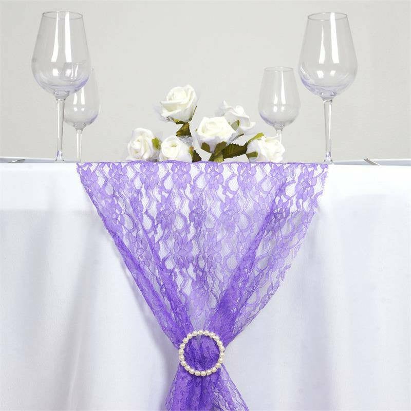 Purple Floral Lace Table Runner 12″x108″  |   Jute Burlap & Lace Jute Burlap & Lace Jute Burlap & Lace