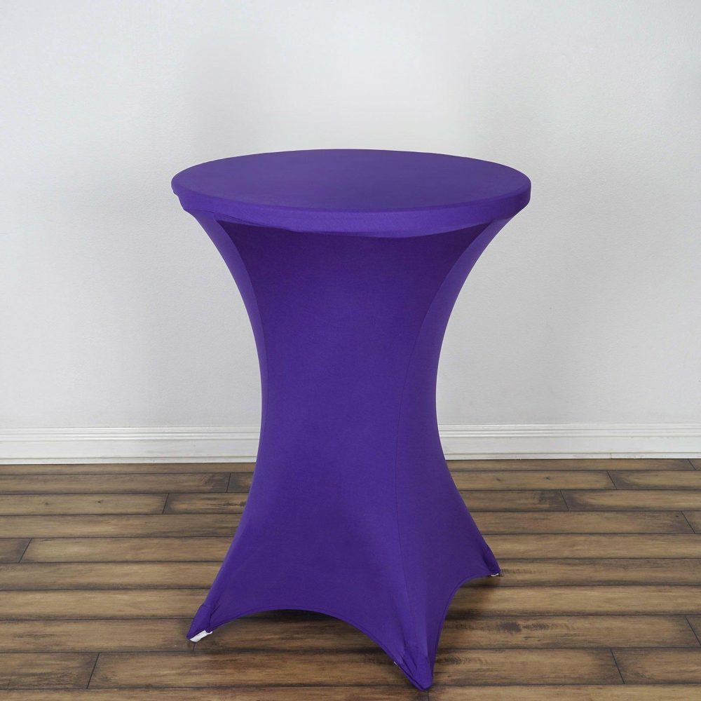 Purple Highboy Spandex Cocktail Table Cover, Fitted Stretch Tablecloth for 24″-32″ Dia High Top Tables  |   Spandex & Fitted Spandex & Fitted Purple