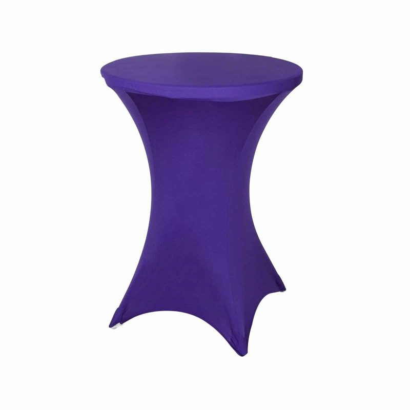 Purple Highboy Spandex Cocktail Table Cover, Fitted Stretch Tablecloth for 24″-32″ Dia High Top Tables  |   Spandex & Fitted Spandex & Fitted Purple