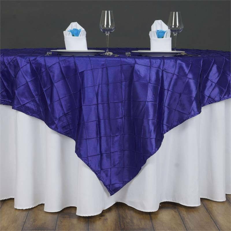 Purple Pintuck Square Table Overlay 60″x60″  |   Satin & Taffeta Satin & Taffeta Purple