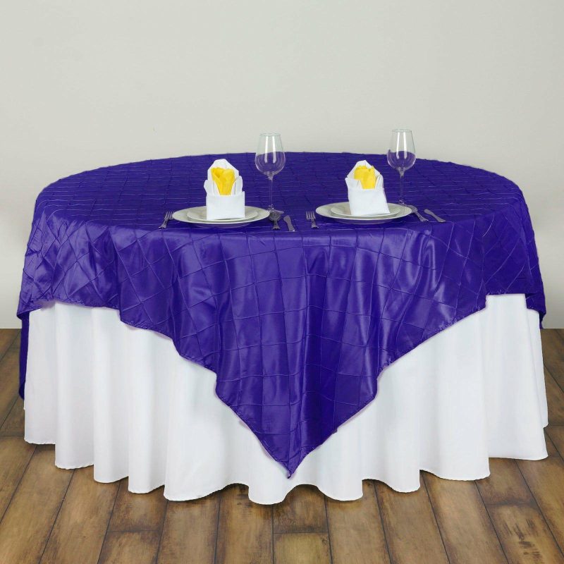 Purple Pintuck Square Table Overlay 60″x60″  |   Satin & Taffeta Satin & Taffeta Purple