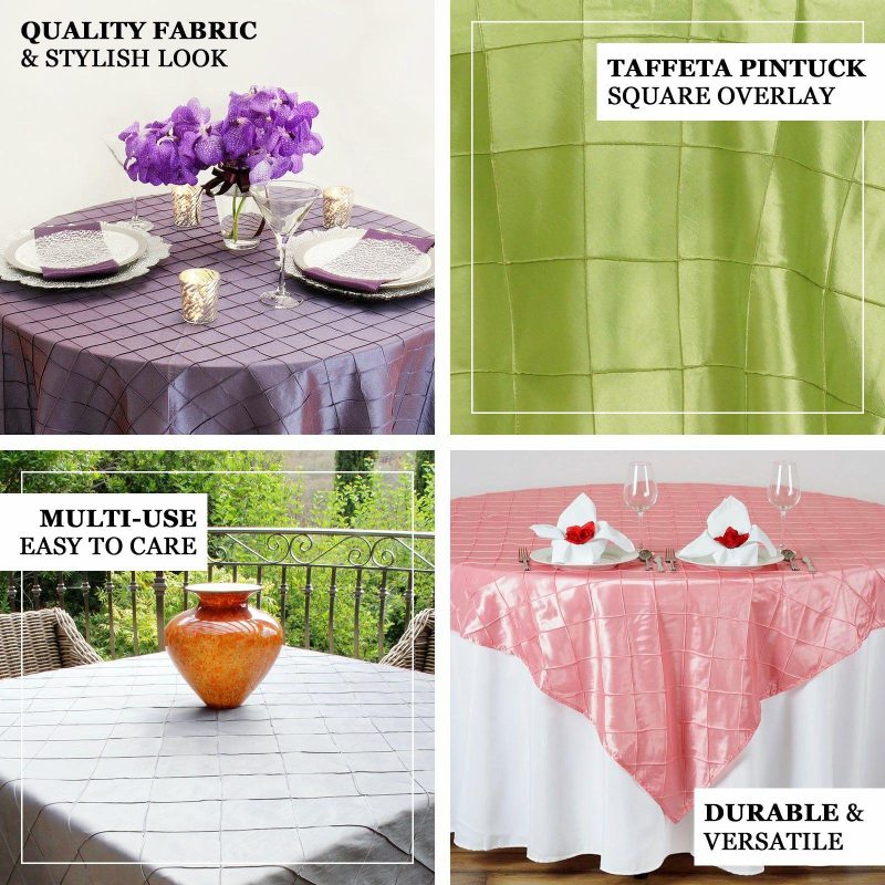 Purple Pintuck Square Table Overlay 60″x60″  |   Satin & Taffeta Satin & Taffeta Purple