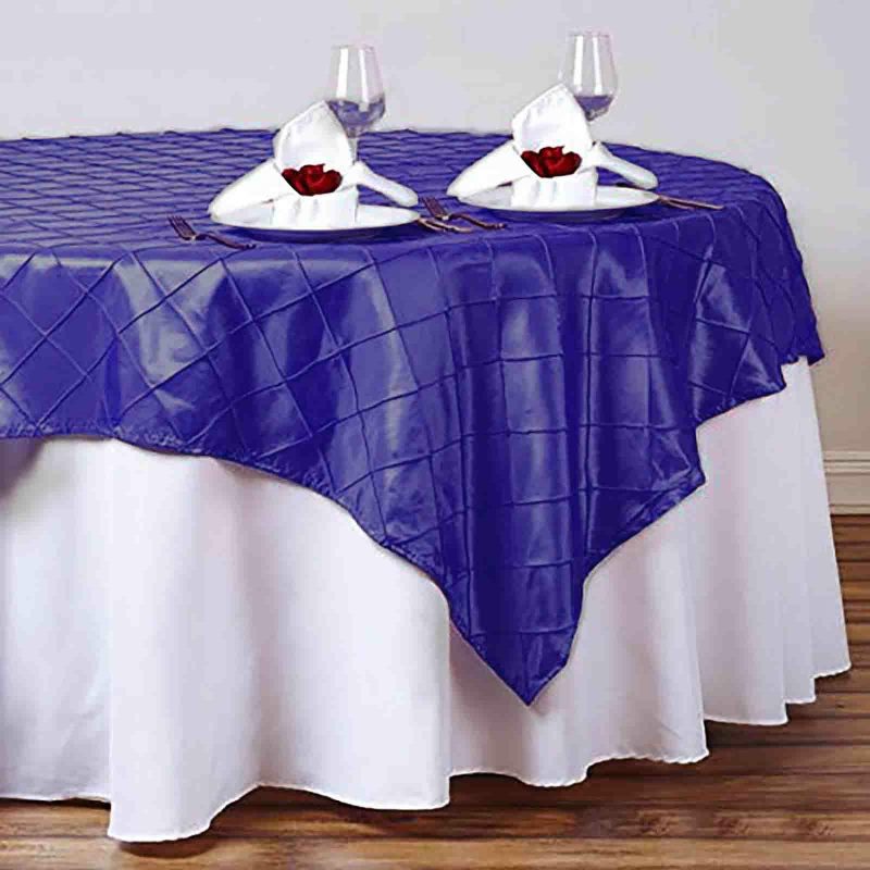 Purple Pintuck Square Table Overlay 60″x60″  |   Satin & Taffeta Satin & Taffeta Purple