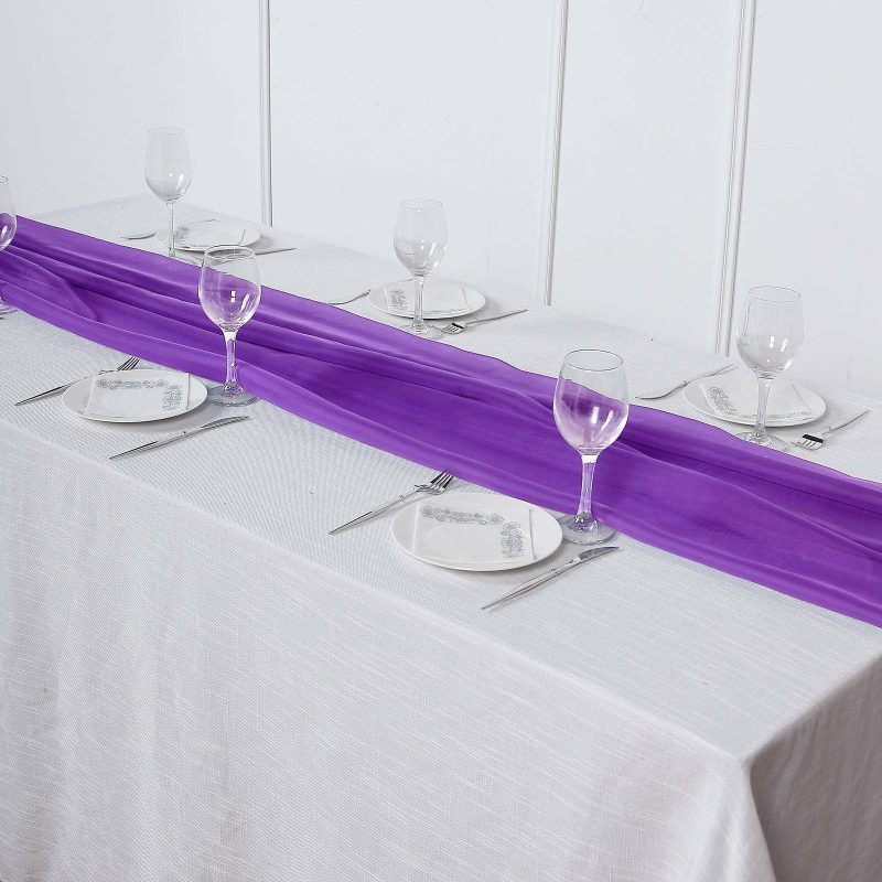 Purple Premium Chiffon Table Runner 6ft  |   Organza & Chiffon Table Runners Organza & Chiffon