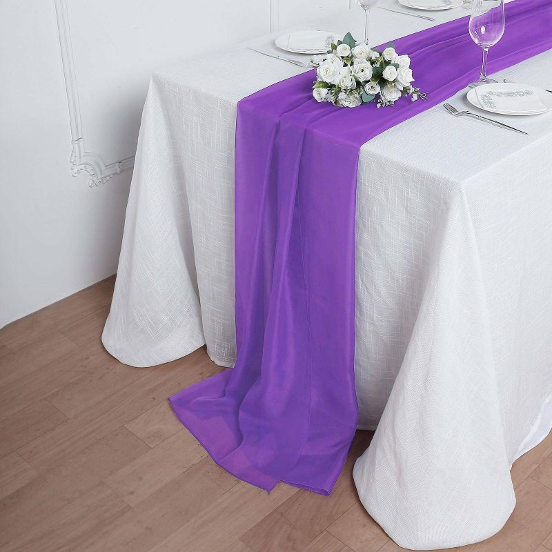 Purple Premium Chiffon Table Runner 6ft  |   Organza & Chiffon Table Runners Organza & Chiffon