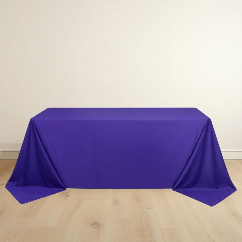 Purple Premium Scuba Rectangular Tablecloth, Wrinkle Free Polyester Seamless Tablecloth – 90″x132″ for 6 Foot Table With Floor-Length Drop  |   Polyester Polyester Polyester