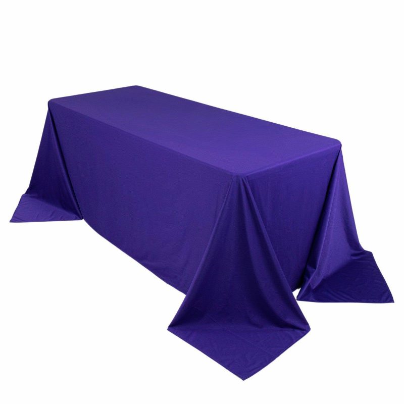 Purple Premium Scuba Rectangular Tablecloth, Wrinkle Free Polyester Seamless Tablecloth – 90″x132″ for 6 Foot Table With Floor-Length Drop  |   Polyester Polyester Polyester